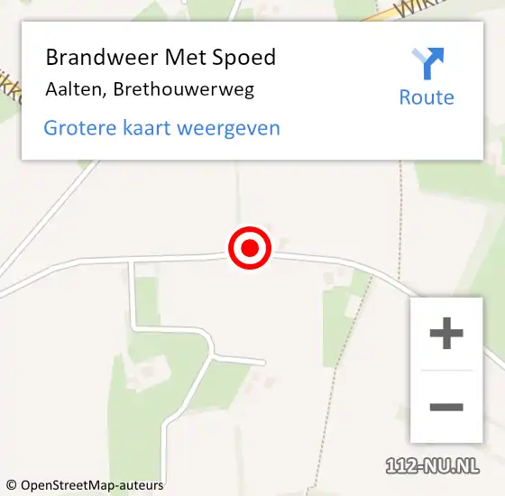 Locatie op kaart van de 112 melding: Brandweer Met Spoed Naar Aalten, Brethouwerweg op 13 mei 2022 10:49