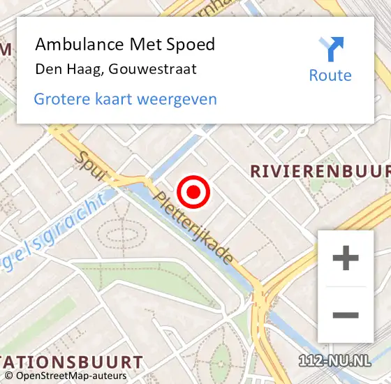 Locatie op kaart van de 112 melding: Ambulance Met Spoed Naar Den Haag, Gouwestraat op 13 mei 2022 10:51