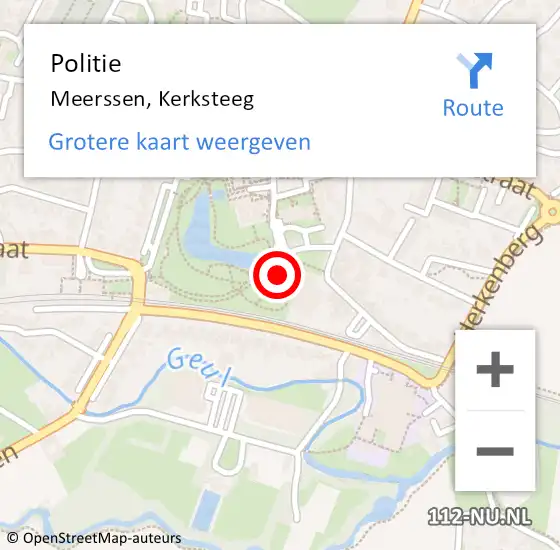 Locatie op kaart van de 112 melding: Politie Meerssen, Kerksteeg op 13 mei 2022 10:52