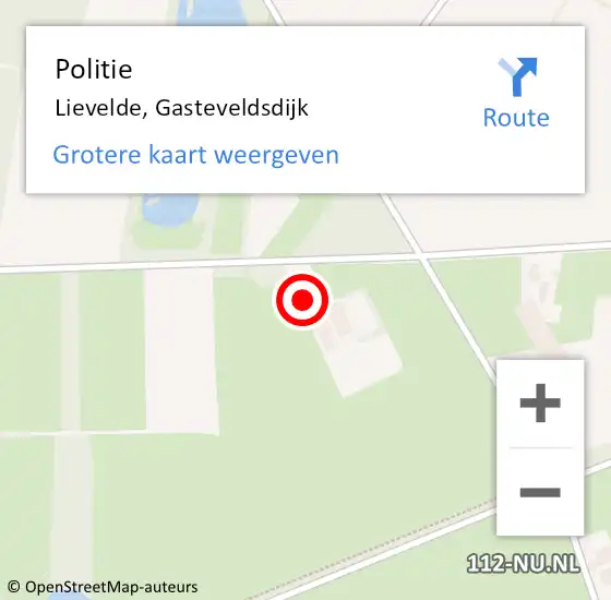 Locatie op kaart van de 112 melding: Politie Lievelde, Gasteveldsdijk op 13 mei 2022 10:53