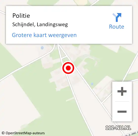 Locatie op kaart van de 112 melding: Politie Schijndel, Landingsweg op 13 mei 2022 11:35