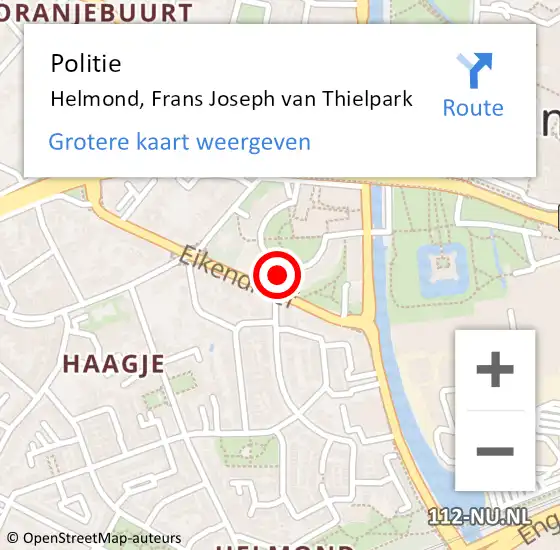 Locatie op kaart van de 112 melding: Politie Helmond, Frans Joseph van Thielpark op 13 mei 2022 11:45