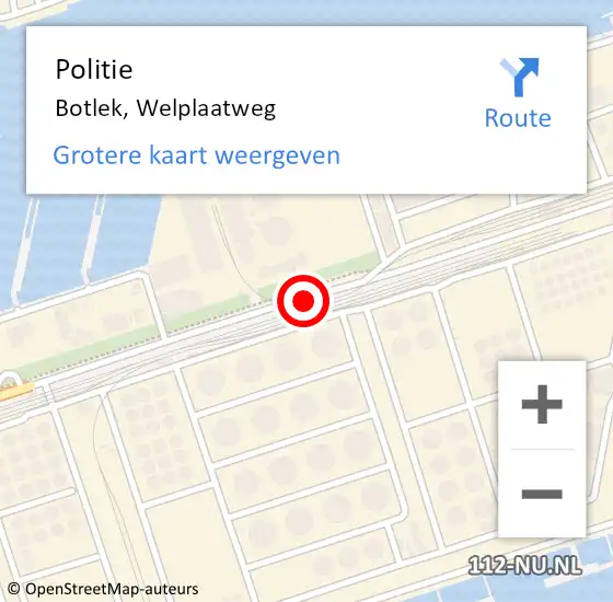 Locatie op kaart van de 112 melding: Politie Botlek, Welplaatweg op 17 juli 2014 09:39