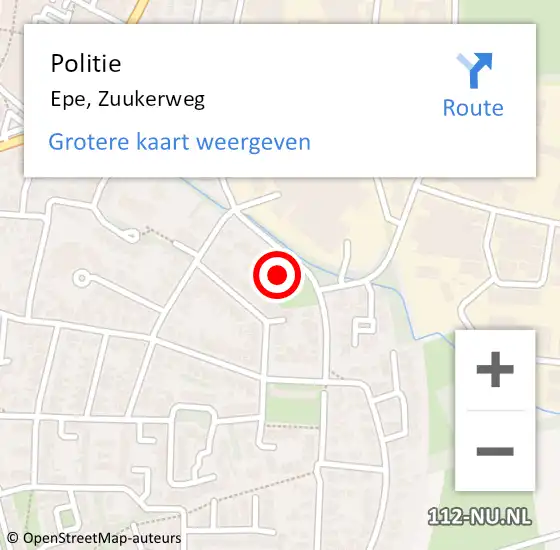 Locatie op kaart van de 112 melding: Politie Epe, Zuukerweg op 13 mei 2022 12:10