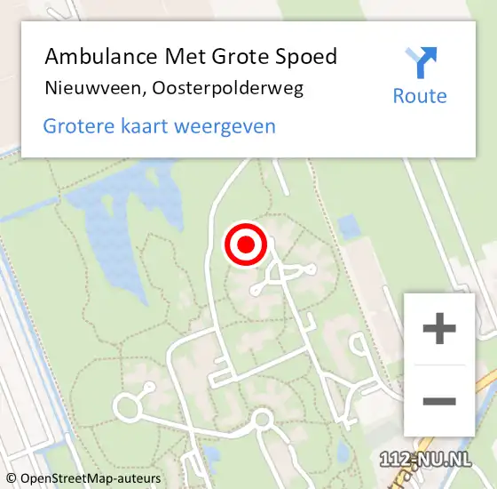 Locatie op kaart van de 112 melding: Ambulance Met Grote Spoed Naar Nieuwveen, Oosterpolderweg op 13 mei 2022 12:56