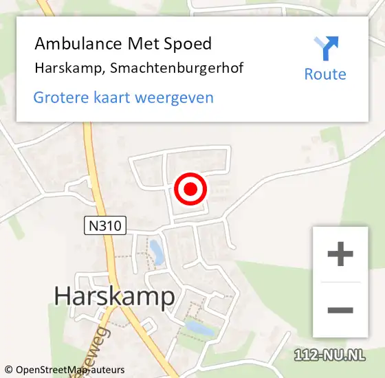 Locatie op kaart van de 112 melding: Ambulance Met Spoed Naar Harskamp, Smachtenburgerhof op 13 mei 2022 13:07