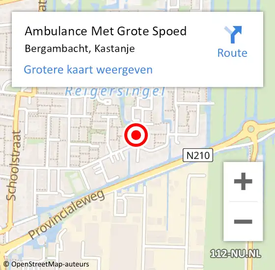 Locatie op kaart van de 112 melding: Ambulance Met Grote Spoed Naar Bergambacht, Kastanje op 13 mei 2022 13:31