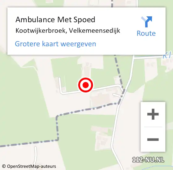 Locatie op kaart van de 112 melding: Ambulance Met Spoed Naar Kootwijkerbroek, Velkemeensedijk op 13 mei 2022 13:44