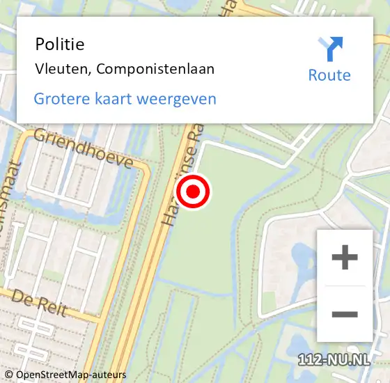 Locatie op kaart van de 112 melding: Politie Vleuten, Componistenlaan op 13 mei 2022 14:00