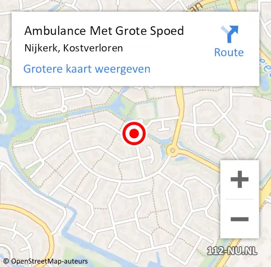 Locatie op kaart van de 112 melding: Ambulance Met Grote Spoed Naar Nijkerk, Kostverloren op 13 mei 2022 14:23