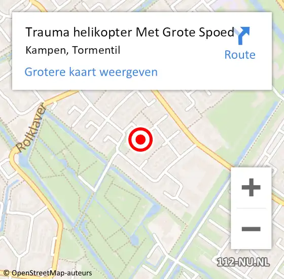 Locatie op kaart van de 112 melding: Trauma helikopter Met Grote Spoed Naar Kampen, Tormentil op 13 mei 2022 14:27