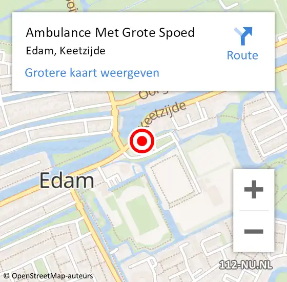 Locatie op kaart van de 112 melding: Ambulance Met Grote Spoed Naar Edam, Keetzijde op 13 mei 2022 14:35