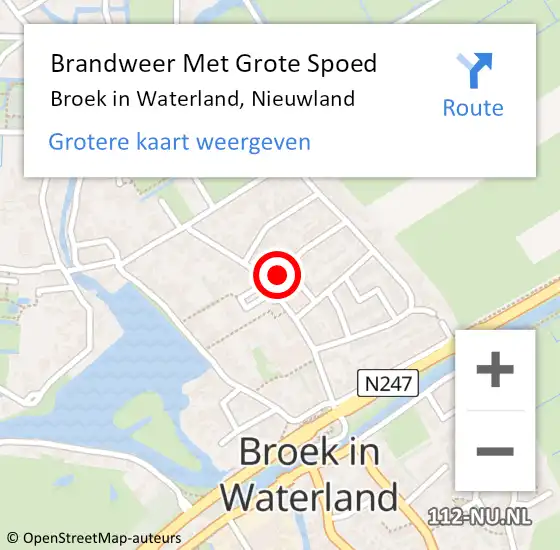 Locatie op kaart van de 112 melding: Brandweer Met Grote Spoed Naar Broek in Waterland, Nieuwland op 13 mei 2022 14:37