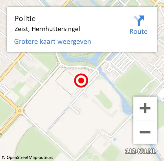 Locatie op kaart van de 112 melding: Politie Zeist, Hernhuttersingel op 13 mei 2022 14:42