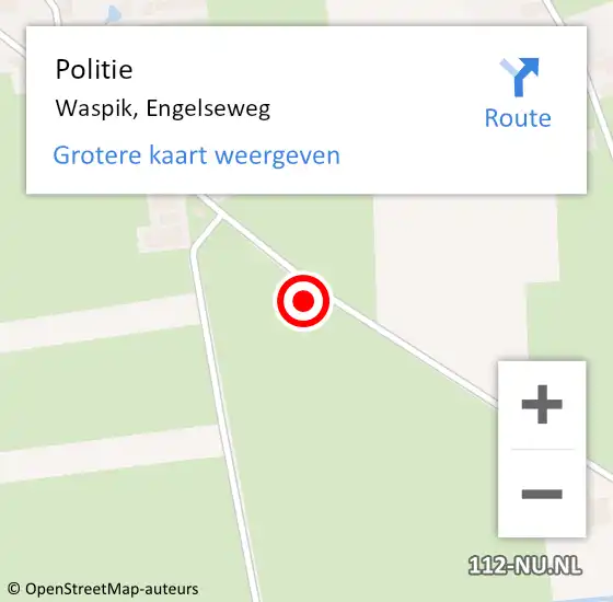 Locatie op kaart van de 112 melding: Politie Waspik, Engelseweg op 13 mei 2022 14:49