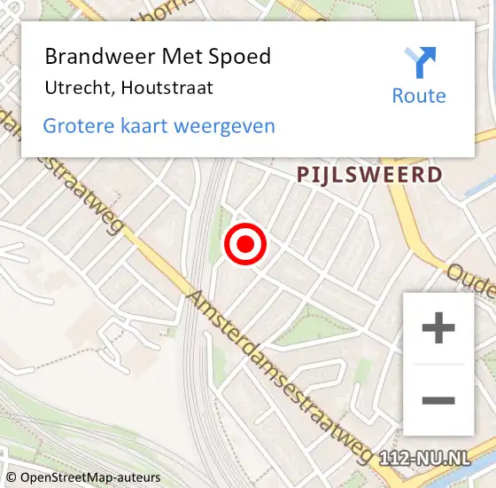 Locatie op kaart van de 112 melding: Brandweer Met Spoed Naar Utrecht, Houtstraat op 13 mei 2022 14:54