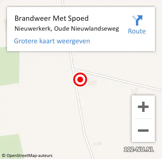Locatie op kaart van de 112 melding: Brandweer Met Spoed Naar Nieuwerkerk, Oude Nieuwlandseweg op 13 mei 2022 14:58