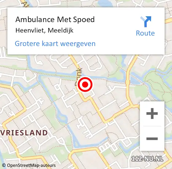 Locatie op kaart van de 112 melding: Ambulance Met Spoed Naar Heenvliet, Meeldijk op 13 mei 2022 15:04