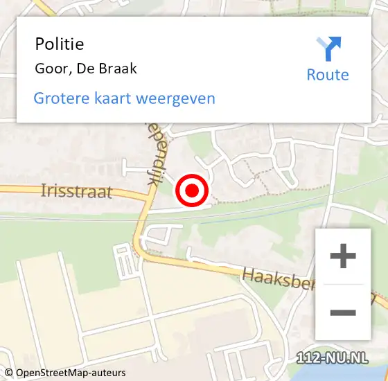 Locatie op kaart van de 112 melding: Politie Goor, De Braak op 13 mei 2022 15:06