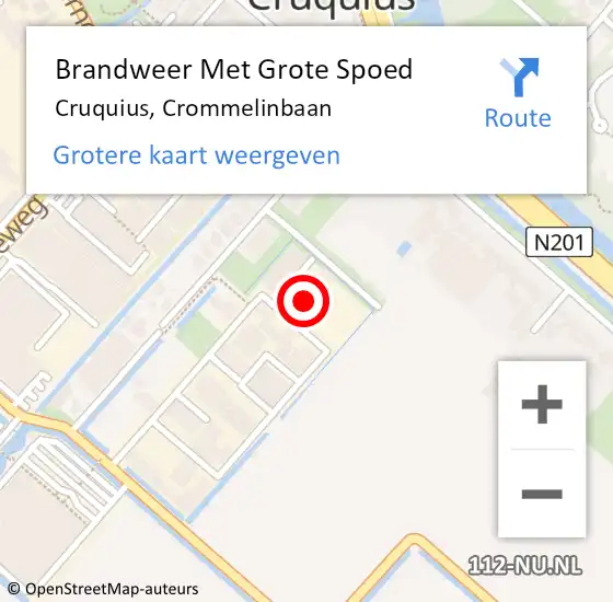 Locatie op kaart van de 112 melding: Brandweer Met Grote Spoed Naar Cruquius, Crommelinbaan op 13 mei 2022 15:21