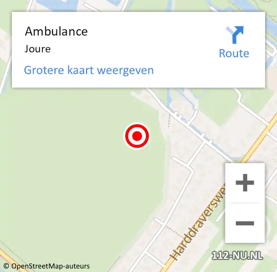 Locatie op kaart van de 112 melding: Ambulance Joure op 13 mei 2022 15:46