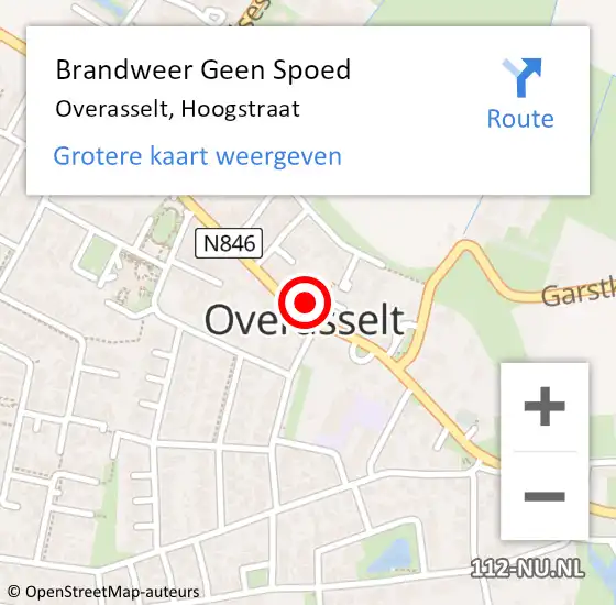 Locatie op kaart van de 112 melding: Brandweer Geen Spoed Naar Overasselt, Hoogstraat op 13 mei 2022 16:03