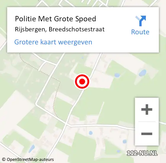 Locatie op kaart van de 112 melding: Politie Met Grote Spoed Naar Rijsbergen, Breedschotsestraat op 13 mei 2022 16:07