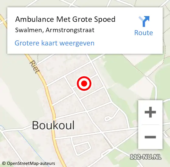 Locatie op kaart van de 112 melding: Ambulance Met Grote Spoed Naar Swalmen, Armstrongstraat op 13 mei 2022 16:17