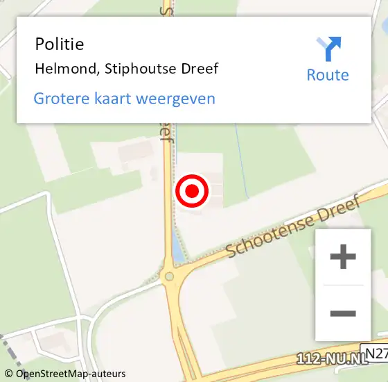 Locatie op kaart van de 112 melding: Politie Helmond, Stiphoutse Dreef op 13 mei 2022 16:27