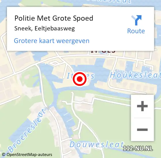 Locatie op kaart van de 112 melding: Politie Met Grote Spoed Naar Sneek, Eeltjebaasweg op 13 mei 2022 16:28