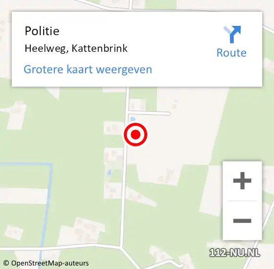 Locatie op kaart van de 112 melding: Politie Heelweg, Kattenbrink op 13 mei 2022 16:37