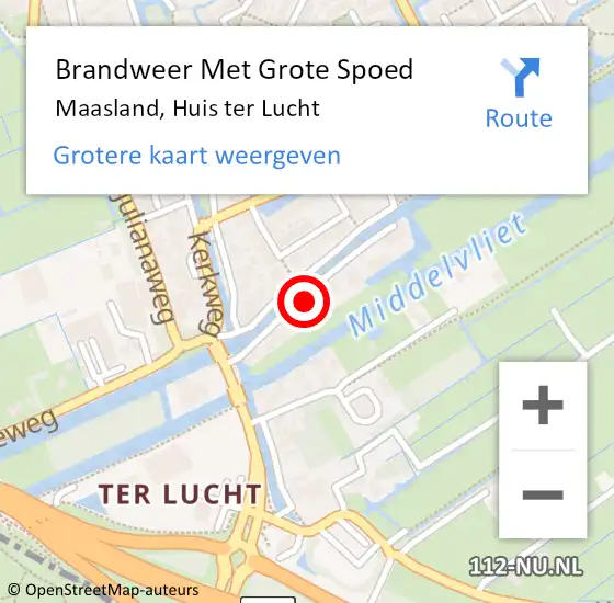 Locatie op kaart van de 112 melding: Brandweer Met Grote Spoed Naar Maasland, Huis ter Lucht op 13 mei 2022 16:48