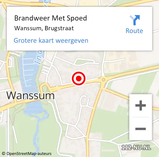 Locatie op kaart van de 112 melding: Brandweer Met Spoed Naar Wanssum, Brugstraat op 13 mei 2022 16:58