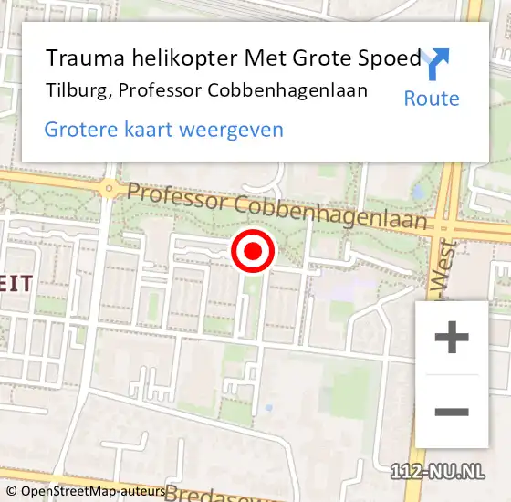 Locatie op kaart van de 112 melding: Trauma helikopter Met Grote Spoed Naar Tilburg, Professor Cobbenhagenlaan op 13 mei 2022 17:05