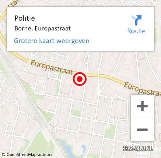 Locatie op kaart van de 112 melding: Politie Borne, Europastraat op 13 mei 2022 17:10