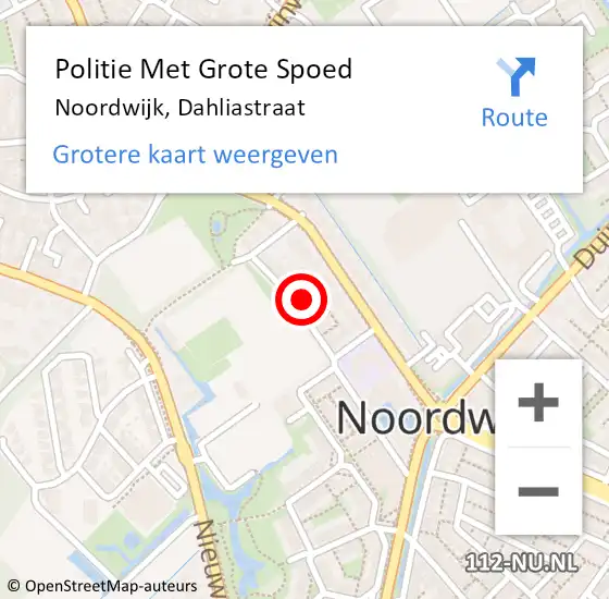 Locatie op kaart van de 112 melding: Politie Met Grote Spoed Naar Noordwijk, Dahliastraat op 13 mei 2022 17:14