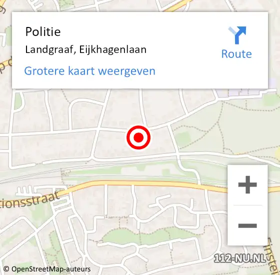 Locatie op kaart van de 112 melding: Politie Landgraaf, Eijkhagenlaan op 13 mei 2022 17:17