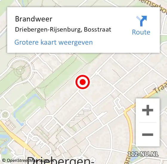 Locatie op kaart van de 112 melding: Brandweer Driebergen-Rijsenburg, Bosstraat op 13 mei 2022 17:21