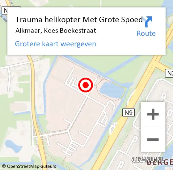 Locatie op kaart van de 112 melding: Trauma helikopter Met Grote Spoed Naar Alkmaar, Kees Boekestraat op 13 mei 2022 17:56