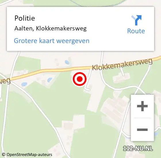 Locatie op kaart van de 112 melding: Politie Aalten, Klokkemakersweg op 13 mei 2022 18:12