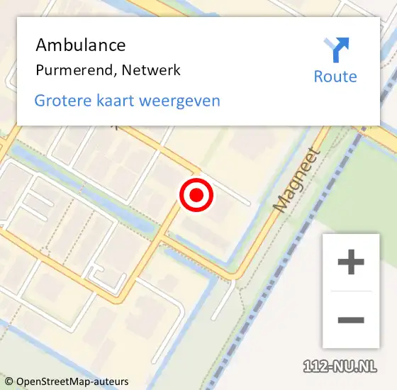 Locatie op kaart van de 112 melding: Ambulance Purmerend, Netwerk op 13 mei 2022 18:13