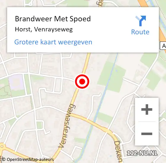 Locatie op kaart van de 112 melding: Brandweer Met Spoed Naar Horst, Venrayseweg op 13 mei 2022 18:25