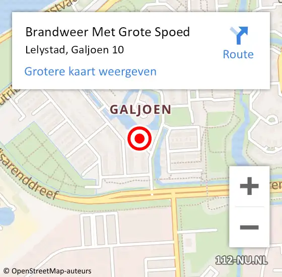 Locatie op kaart van de 112 melding: Brandweer Met Grote Spoed Naar Lelystad, Galjoen 10 op 13 mei 2022 18:37