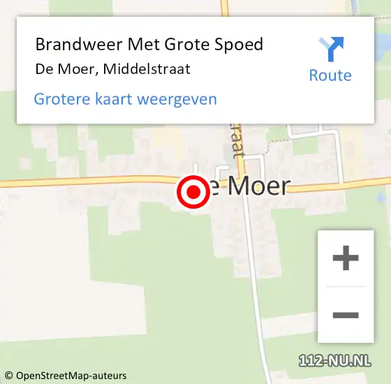 Locatie op kaart van de 112 melding: Brandweer Met Grote Spoed Naar De Moer, Middelstraat op 13 mei 2022 19:12