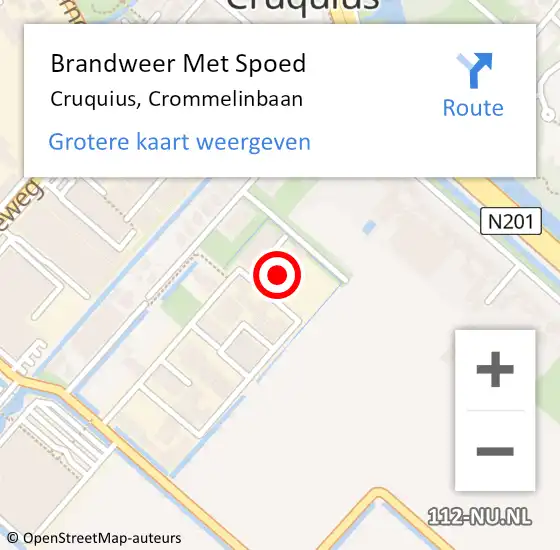 Locatie op kaart van de 112 melding: Brandweer Met Spoed Naar Cruquius, Crommelinbaan op 13 mei 2022 19:20