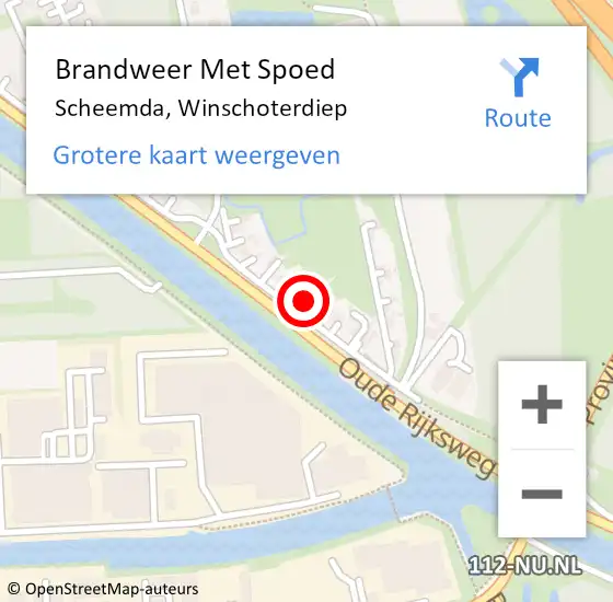 Locatie op kaart van de 112 melding: Brandweer Met Spoed Naar Scheemda, Winschoterdiep op 13 mei 2022 19:25