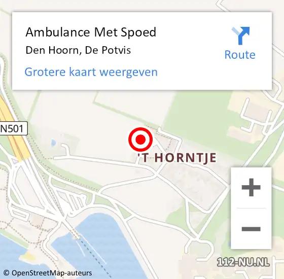 Locatie op kaart van de 112 melding: Ambulance Met Spoed Naar Den Hoorn, De Potvis op 13 mei 2022 19:35