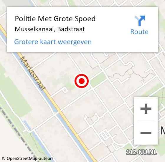 Locatie op kaart van de 112 melding: Politie Met Grote Spoed Naar Musselkanaal, Badstraat op 13 mei 2022 20:12