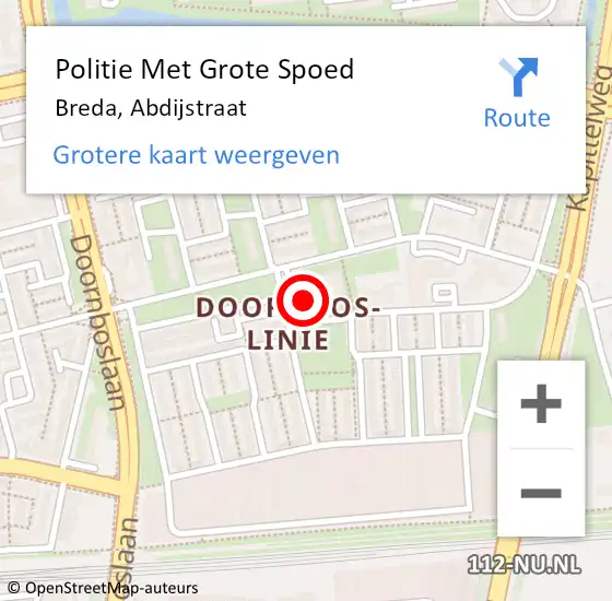 Locatie op kaart van de 112 melding: Politie Met Grote Spoed Naar Breda, Abdijstraat op 13 mei 2022 20:22