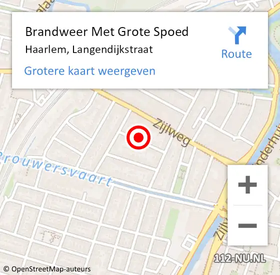 Locatie op kaart van de 112 melding: Brandweer Met Grote Spoed Naar Haarlem, Langendijkstraat op 13 mei 2022 20:24